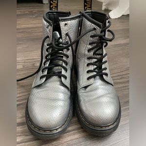 Youth Silver Doc Martens Boots